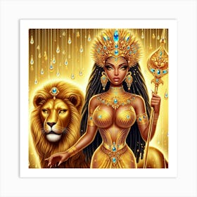 Egyptian Goddess With Lion Art Print