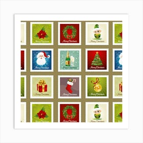 Christmas Stamp Pattern Art Print