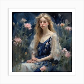 Girl With Flowers 9 Art Print