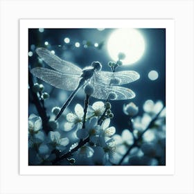 Dragonfly In The Moonlight 1 Art Print