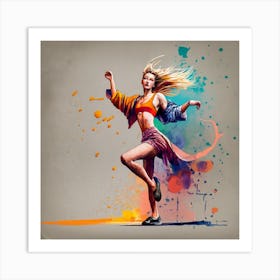 Dancer With Colorful Splashes 6 Art Print