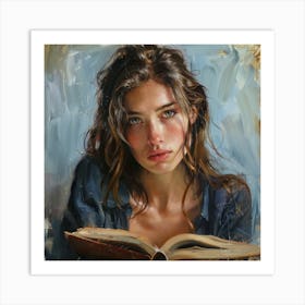 Portrait Of A Girl Reading A Book Art Print