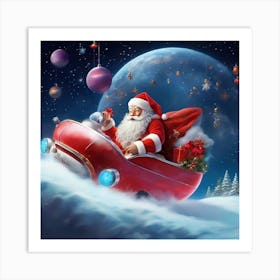 Santa Claus In Car Art Print