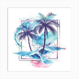 Palm Trees And Waves 1 Art Print