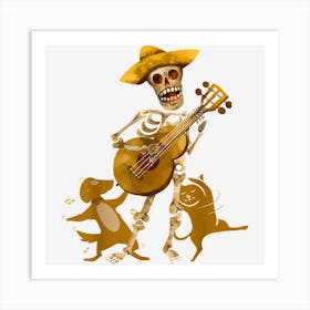 Skeleton Plays Rock Art Print