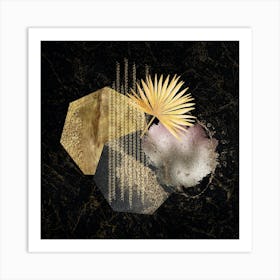 Gold Leaf Geo Botanical Art Print