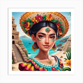 Mexican Girl In Sombrero 2 Art Print