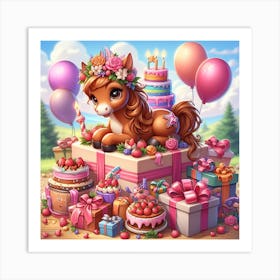 Birthday Pony Art Print