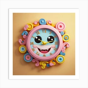 Cute Cartoon Clock Art Print