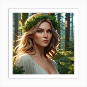 Beautiful German Woman In The Forest Art Print