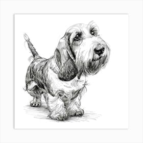 Grand Basset Griffon Vendeen Dog Line Sketch 4 Art Print
