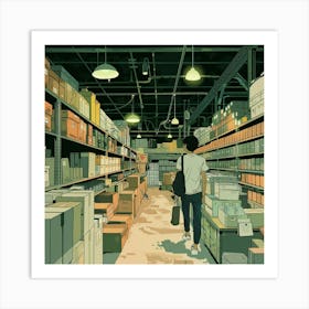 Man Walking Through A Store Art Print