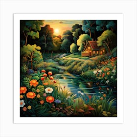 Idyllic Rivulet Palette Art Print