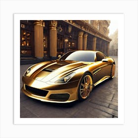 Gold Ferrari 6 Art Print