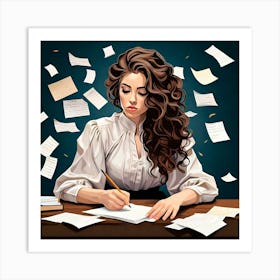 Girl Writing Art Print