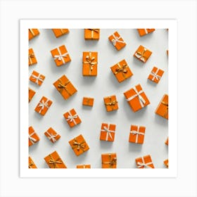 Orange Gift Boxes Art Print