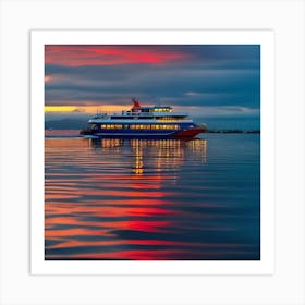 Sunset On A Ferry 3 Art Print