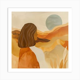 Woman In The Desert Art Print