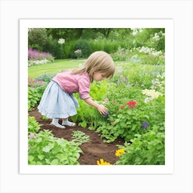 A Child Is Playing In The Garden Art Print