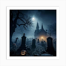 Graveyard At Night 11 Art Print