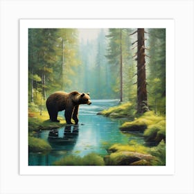 Brown Bear In The Forest Art Print