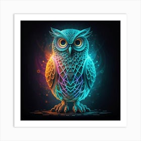 Neon Owl Art Print