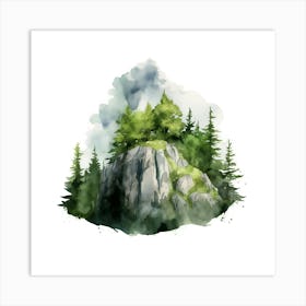 Watercolor Of A Mountain Art Print