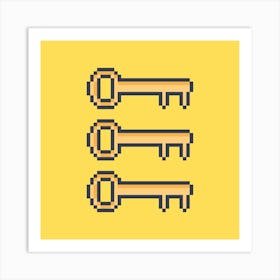 Pixel Keys yellow Art Print