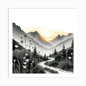 Sunset In The Mountains 48 Art Print