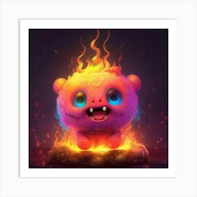 Flaming Teddy Bear 1 Art Print