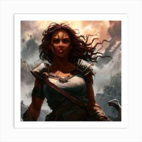 Woman In Armor Art Print