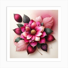 Pink Flower Painting 4 Art Print