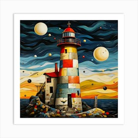 Lighthouse At Night 6 Art Print