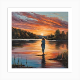 Sunset By The Lake Art Print