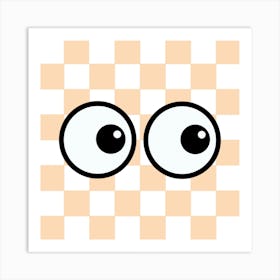 Checkerboard Eye Fuzzy Peach  Art Print