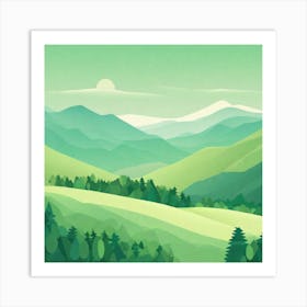 Misty mountains background in green tone 214 Art Print