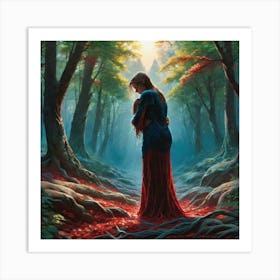 Woman In The Woods 41 Art Print