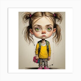 Little Girl With Backpack Art Print