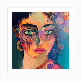 Woman With Colorful Eyes Art Print