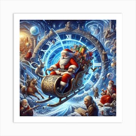 Santa Claus On A Sleigh Art Print