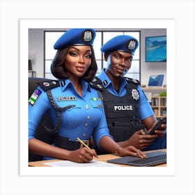 Police Officers In Uniform 1 Art Print