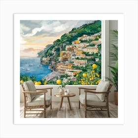 Amalfi View With Lemons Travel Painting Italy Art Print Art Print