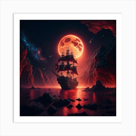 Pirate Ship In The Ocean Art Print