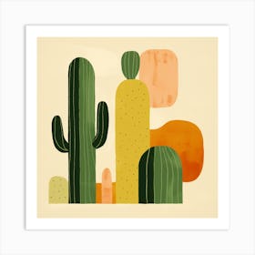 Rizwanakhan Simple Abstract Cactus Non Uniform Shapes Petrol 53 Art Print