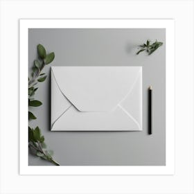 White Envelope With Eucalyptus Leaves Art Print