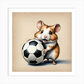 Hamster With Soccer Ball Art Print