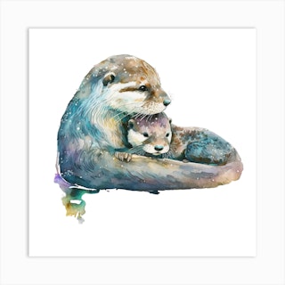River Otter And His Latte, Otter Print, Otter Art, Nursery, 49% OFF