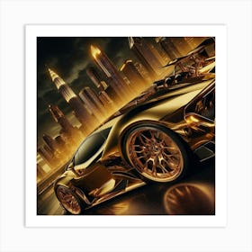 Golden Car 5 Art Print