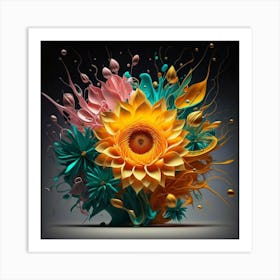 Abstract splash flowers spring Art Print