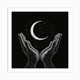 Crescent And Moon Art Print